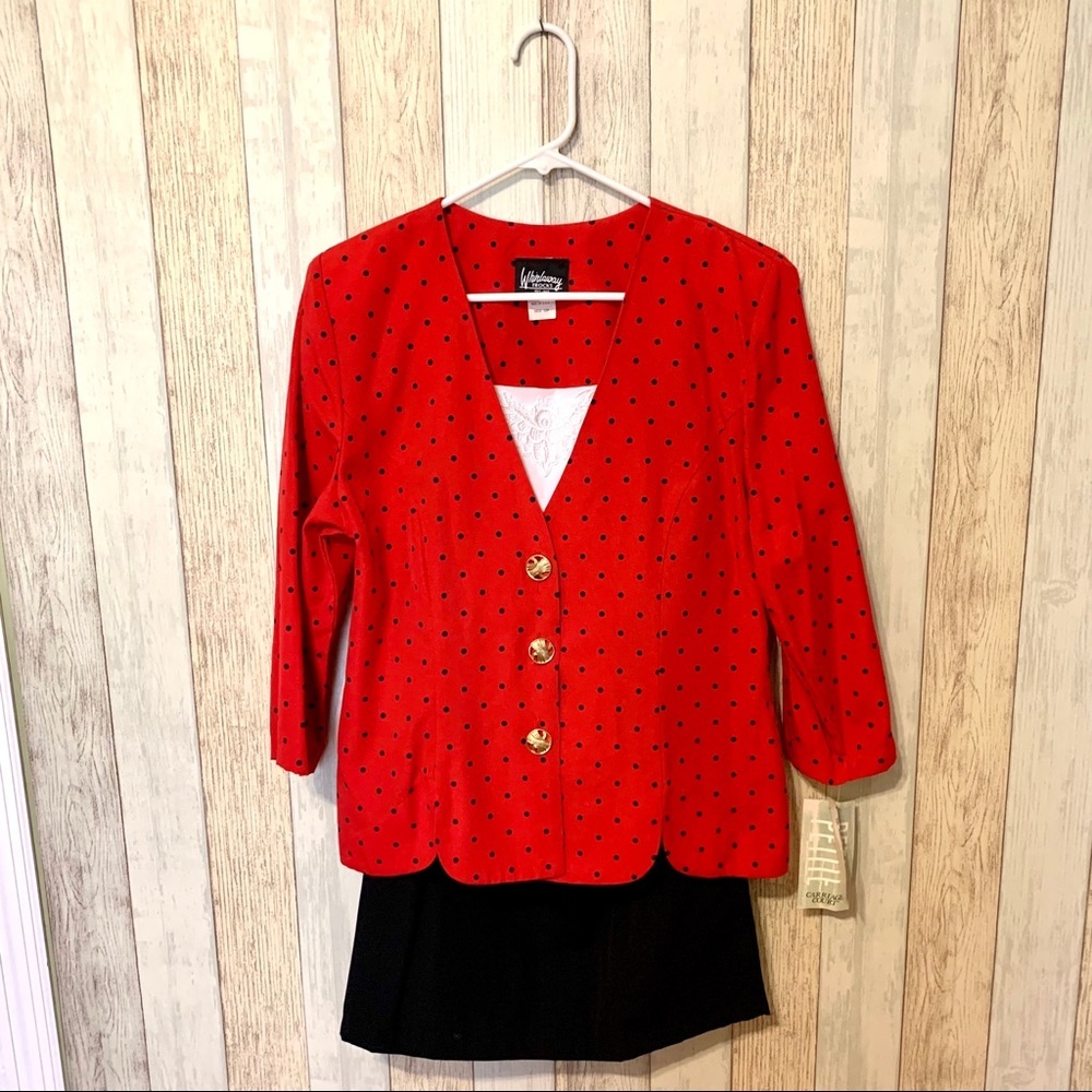 NOS Vintage 1980s Polka Dot Skirt Suit